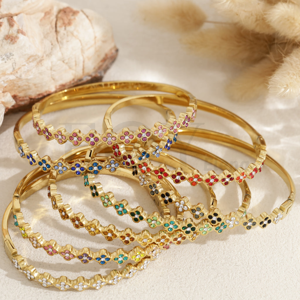 Brazalete tréboles acero