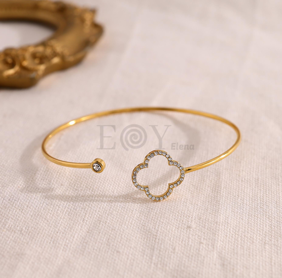 Brazalete fino con flor circonitas