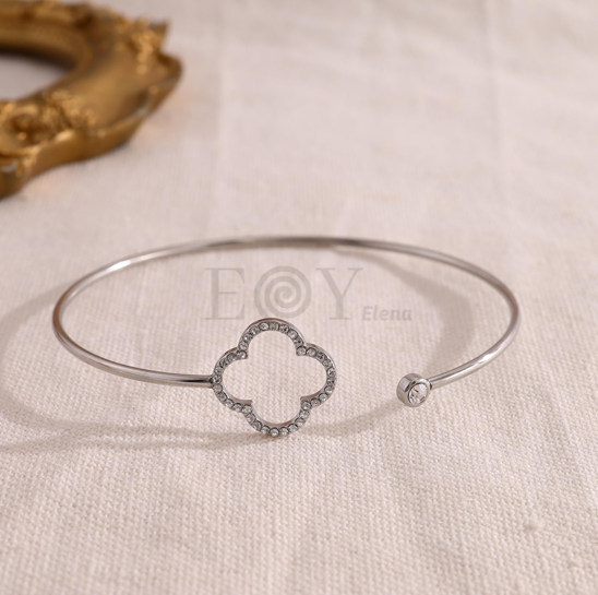 Brazalete fino con flor circonitas