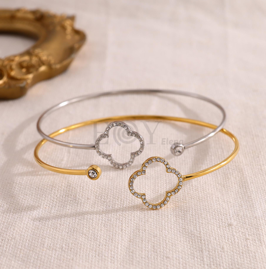 Brazalete fino con flor circonitas