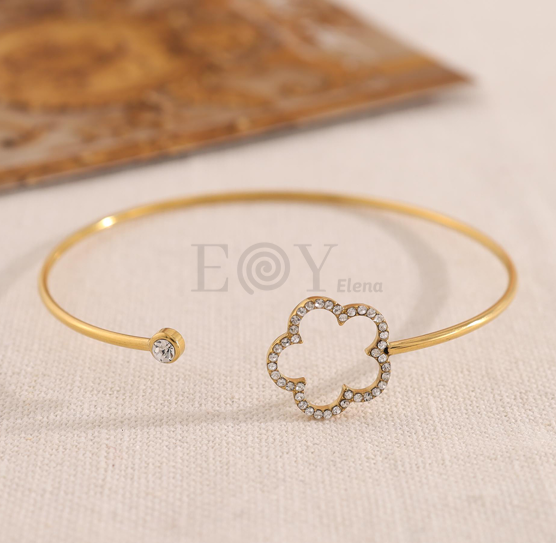 Brazalete con flor y circonitas