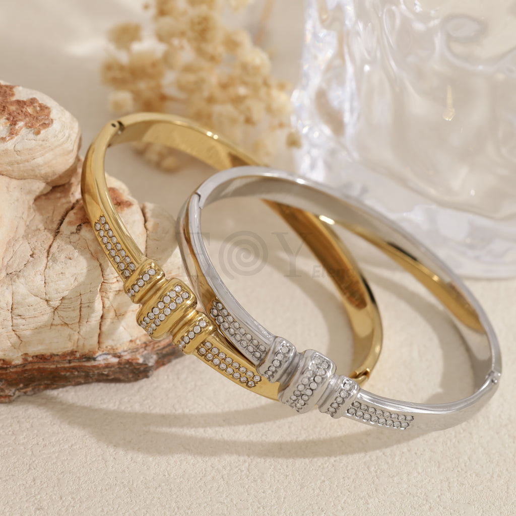 Brazalete fino con circonitas acero