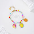 Pulsera bolas colores y medallas religiosas