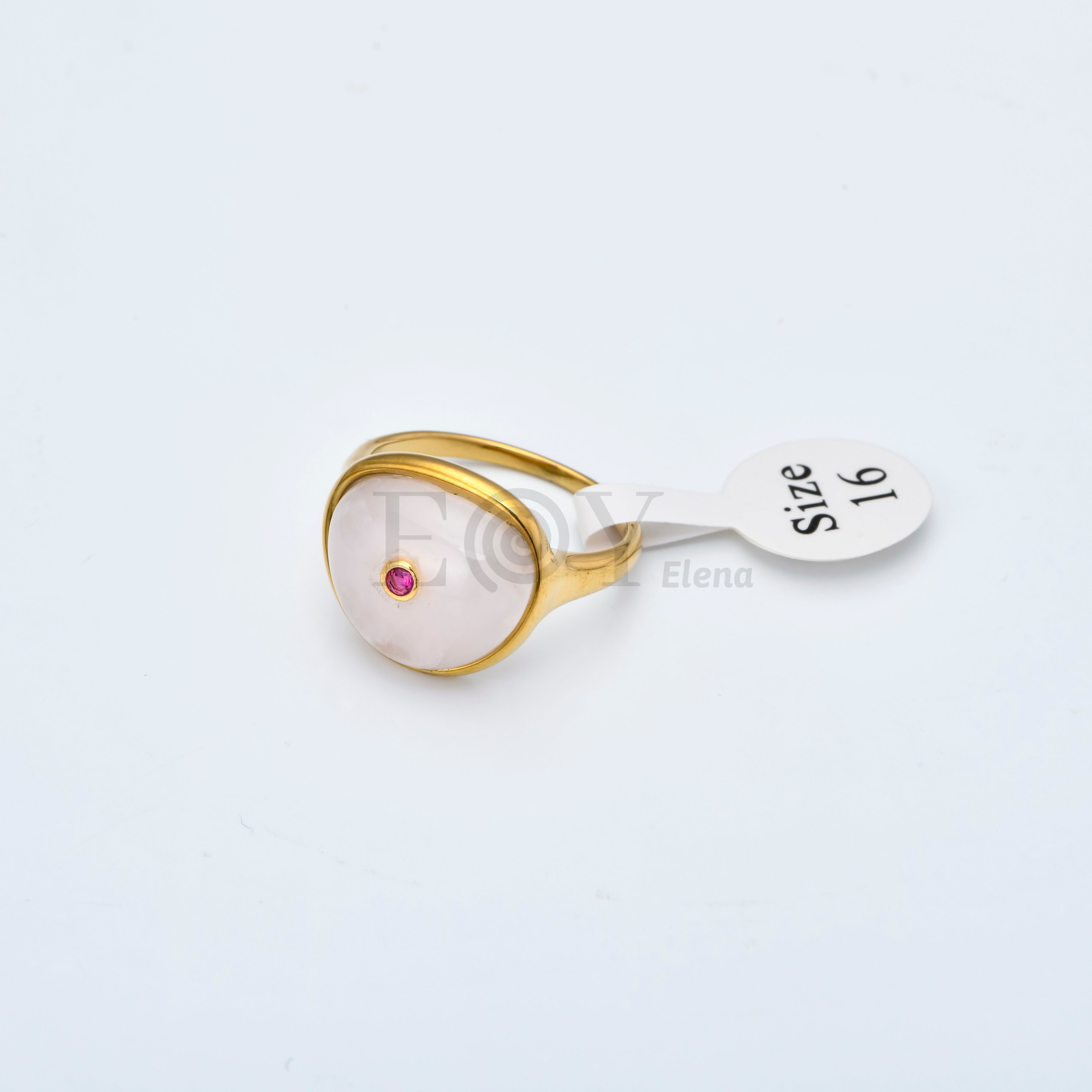 Anillo de Piedra en Acero Inoxidable Dorado