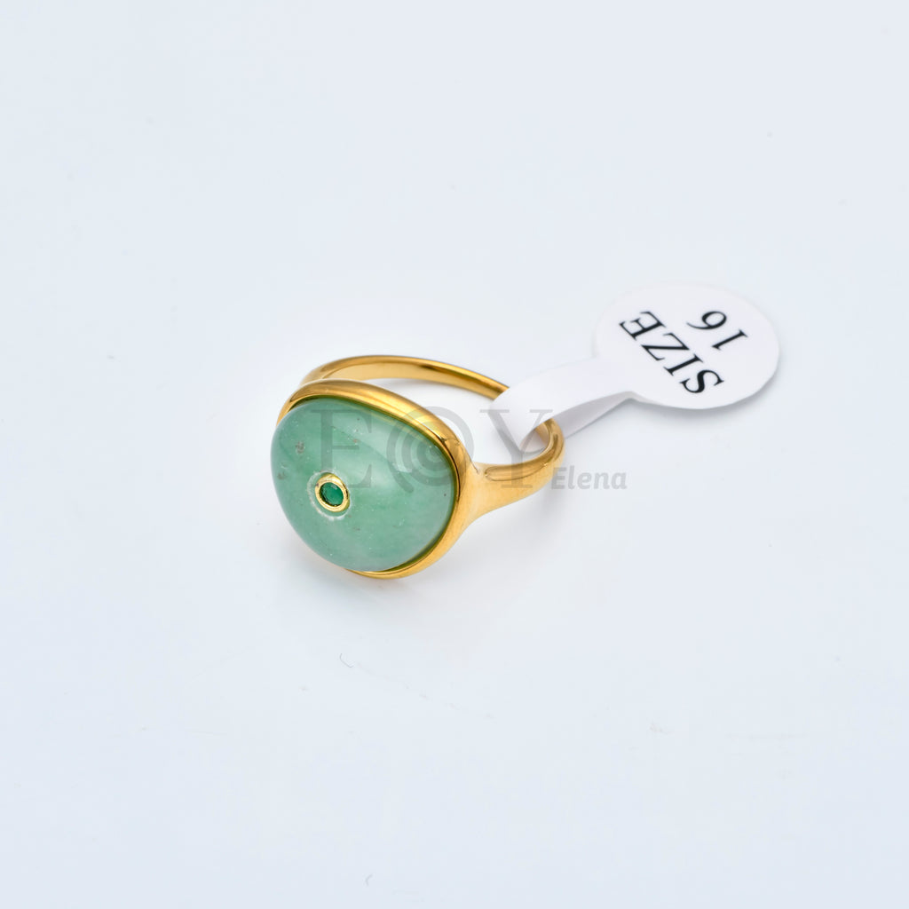 Anillo de Piedra en Acero Inoxidable Dorado