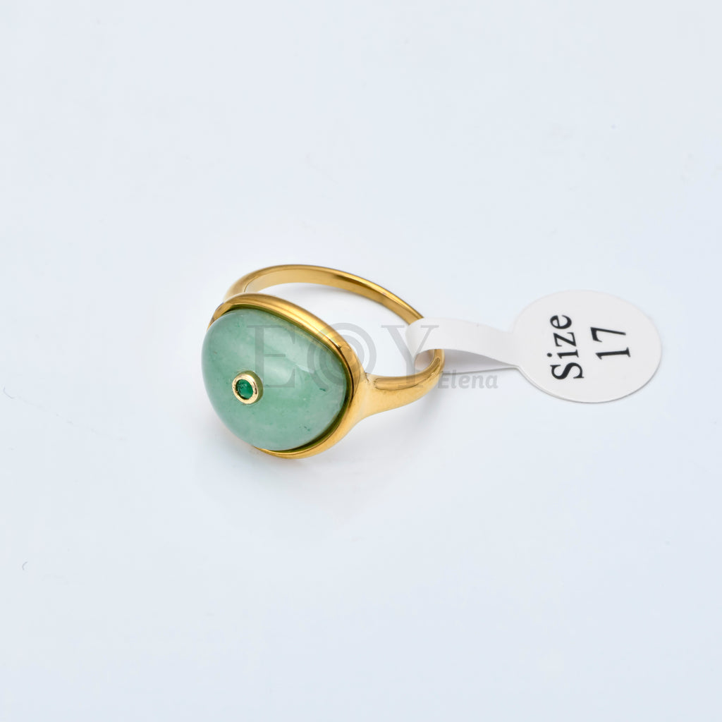 Anillo de Piedra en Acero Inoxidable Dorado
