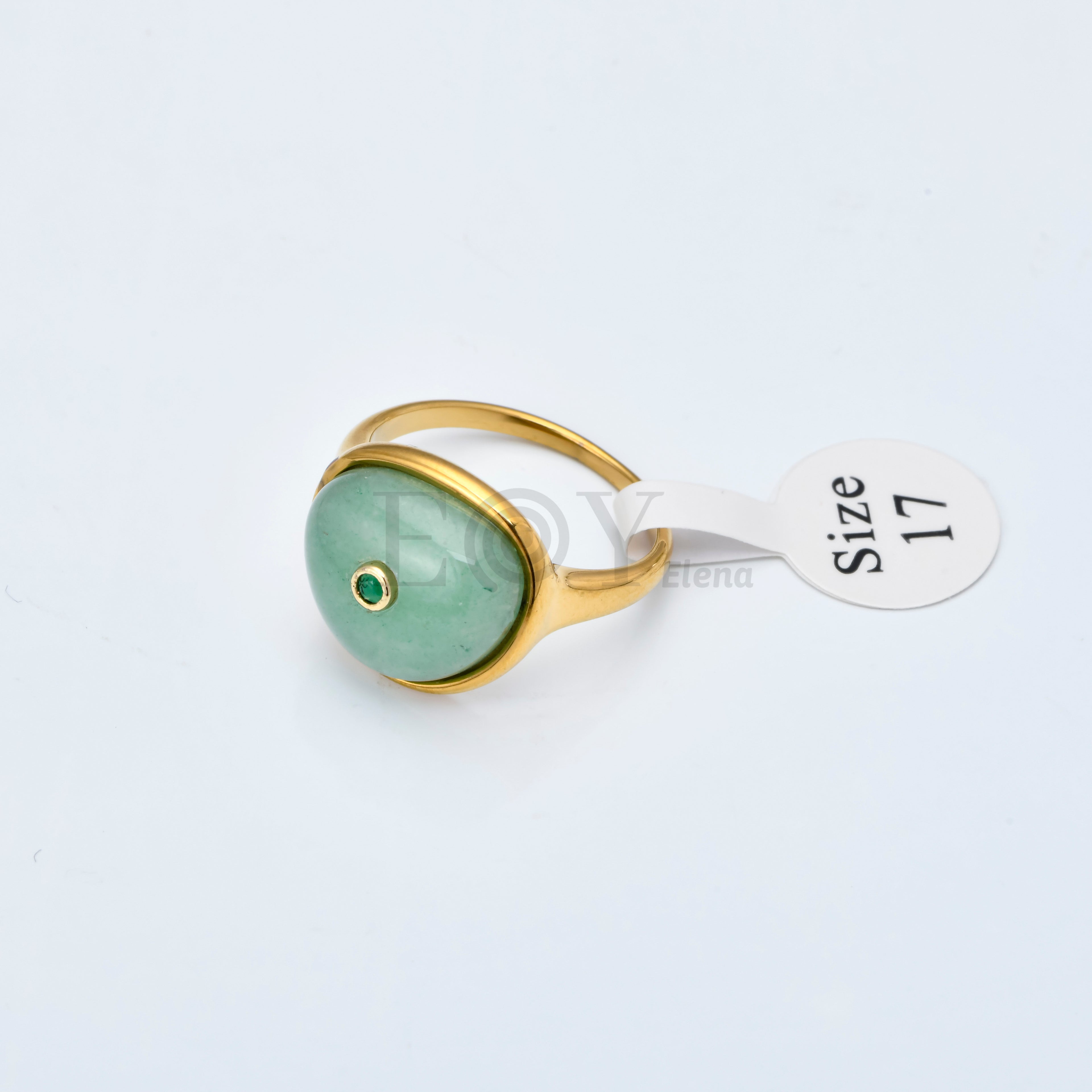 Anillo de Piedra en Acero Inoxidable Dorado