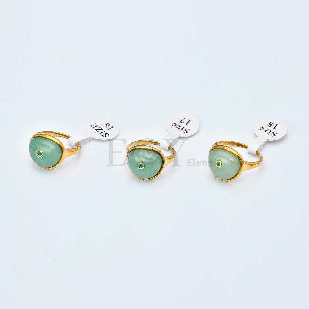 Anillo de Piedra en Acero Inoxidable Dorado