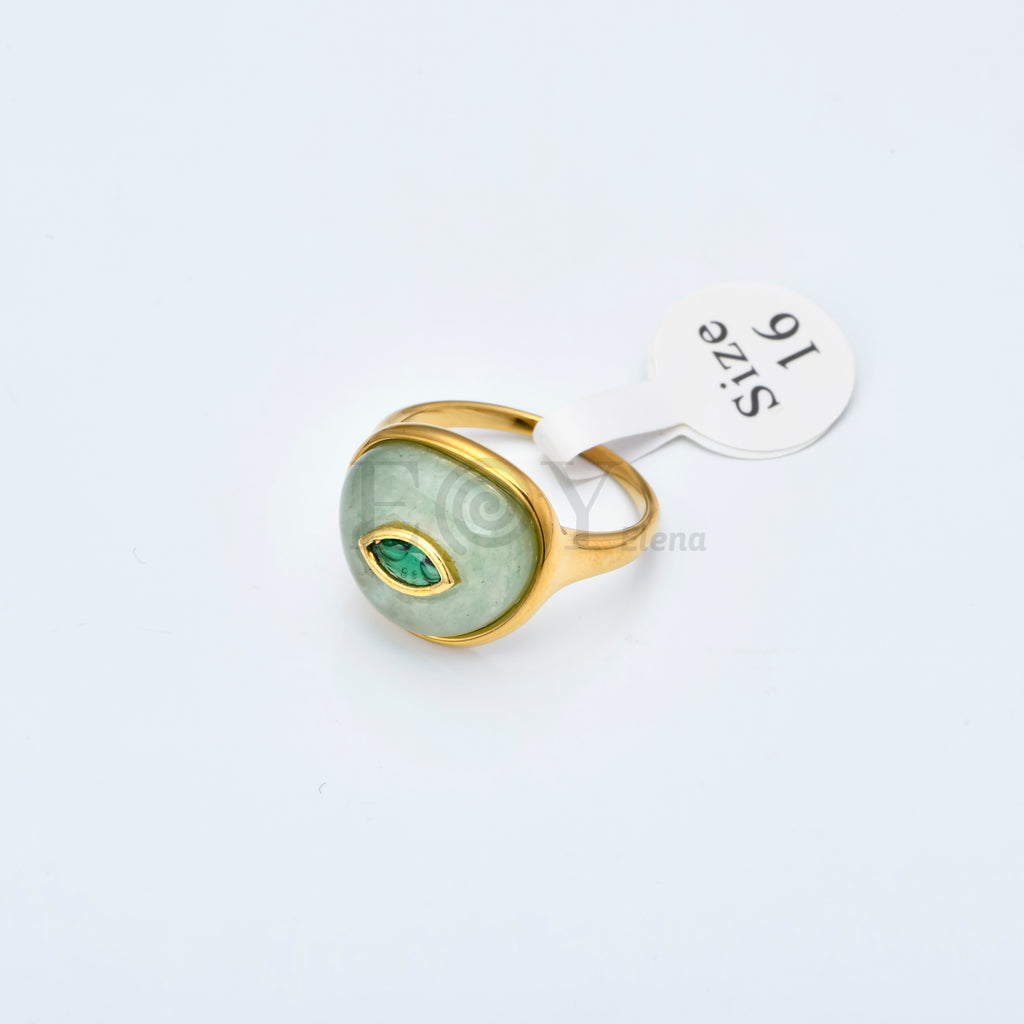 Anillo Ojo Místico de Piedra en Acero Inoxidable Dorado