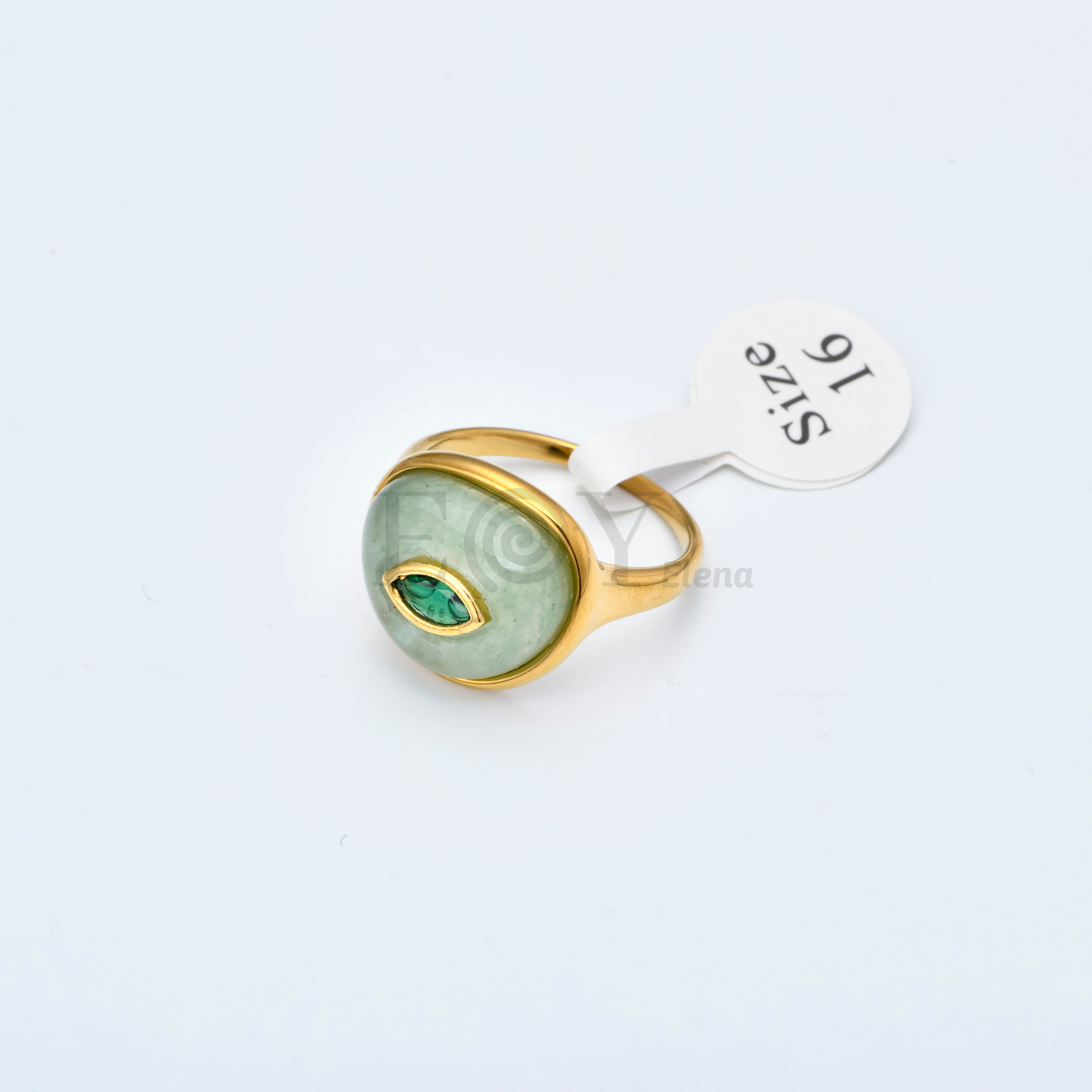 Anillo Ojo Místico de Piedra en Acero Inoxidable Dorado