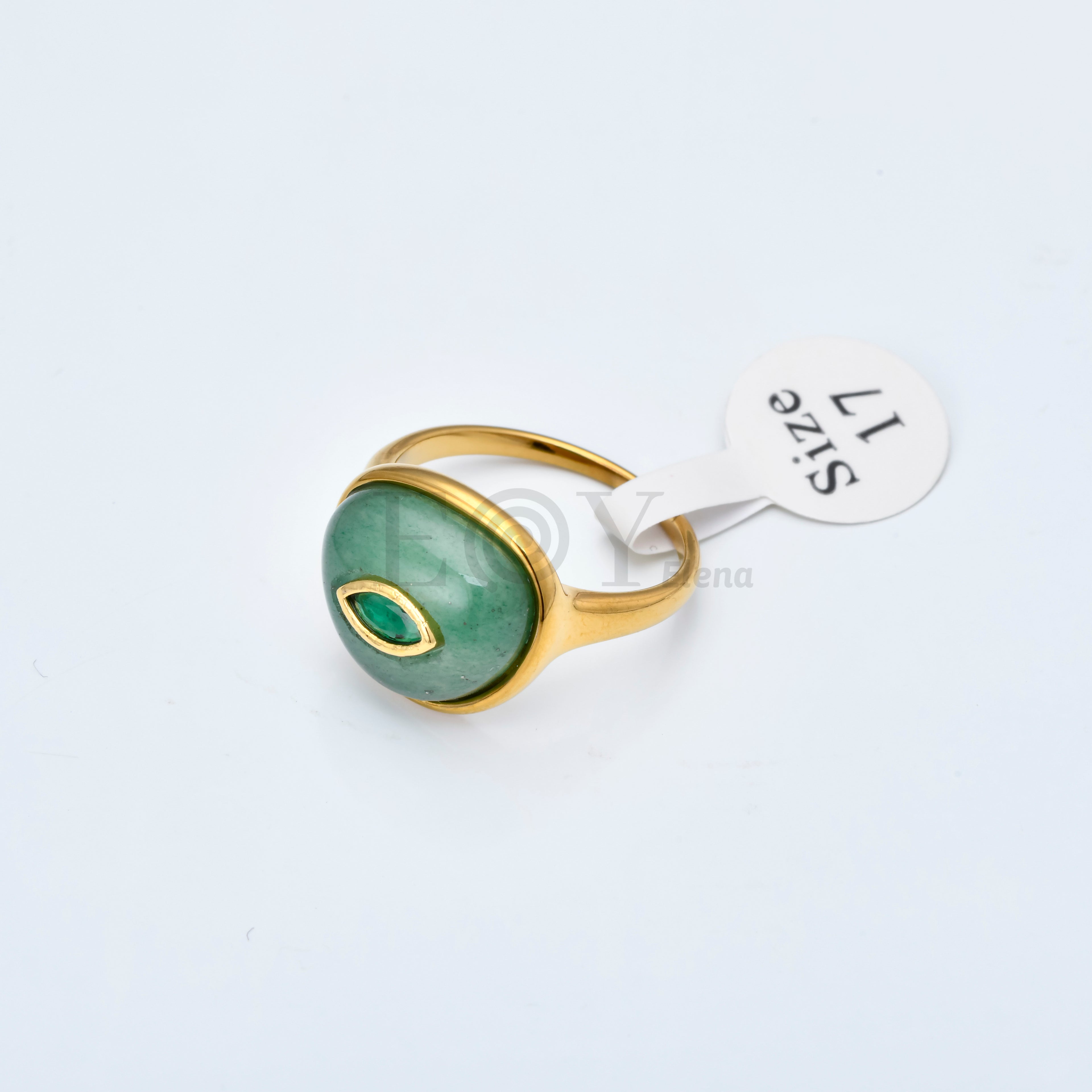 Anillo Ojo Místico de Piedra en Acero Inoxidable Dorado