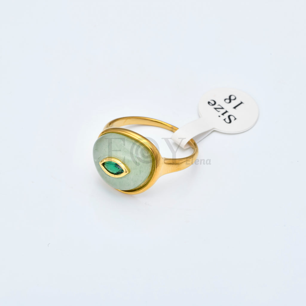 Anillo Ojo Místico de Piedra en Acero Inoxidable Dorado