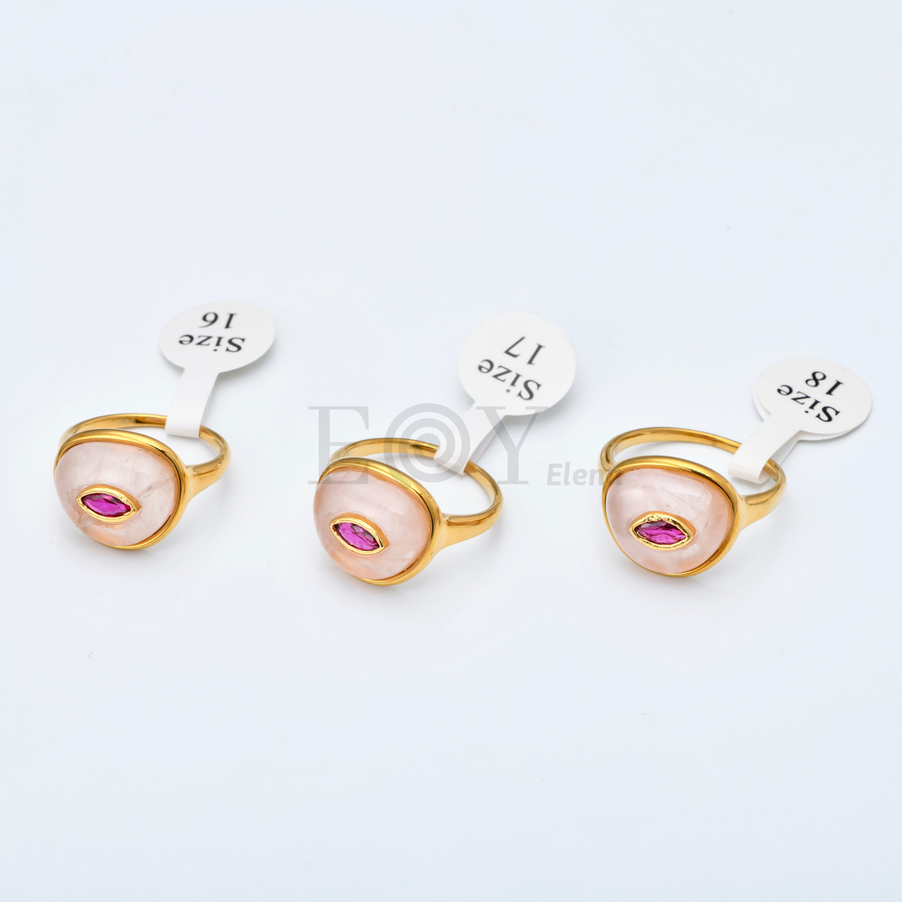 Anillo Ojo Místico de Piedra en Acero Inoxidable Dorado
