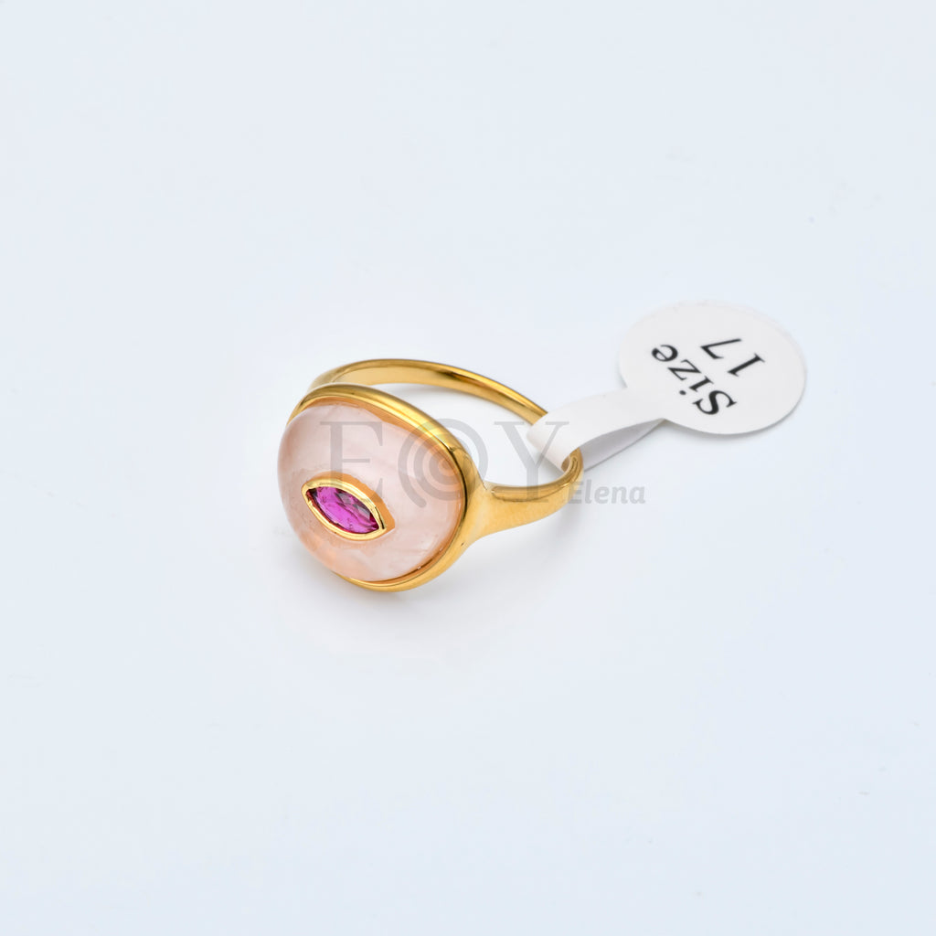 Anillo Ojo Místico de Piedra en Acero Inoxidable Dorado
