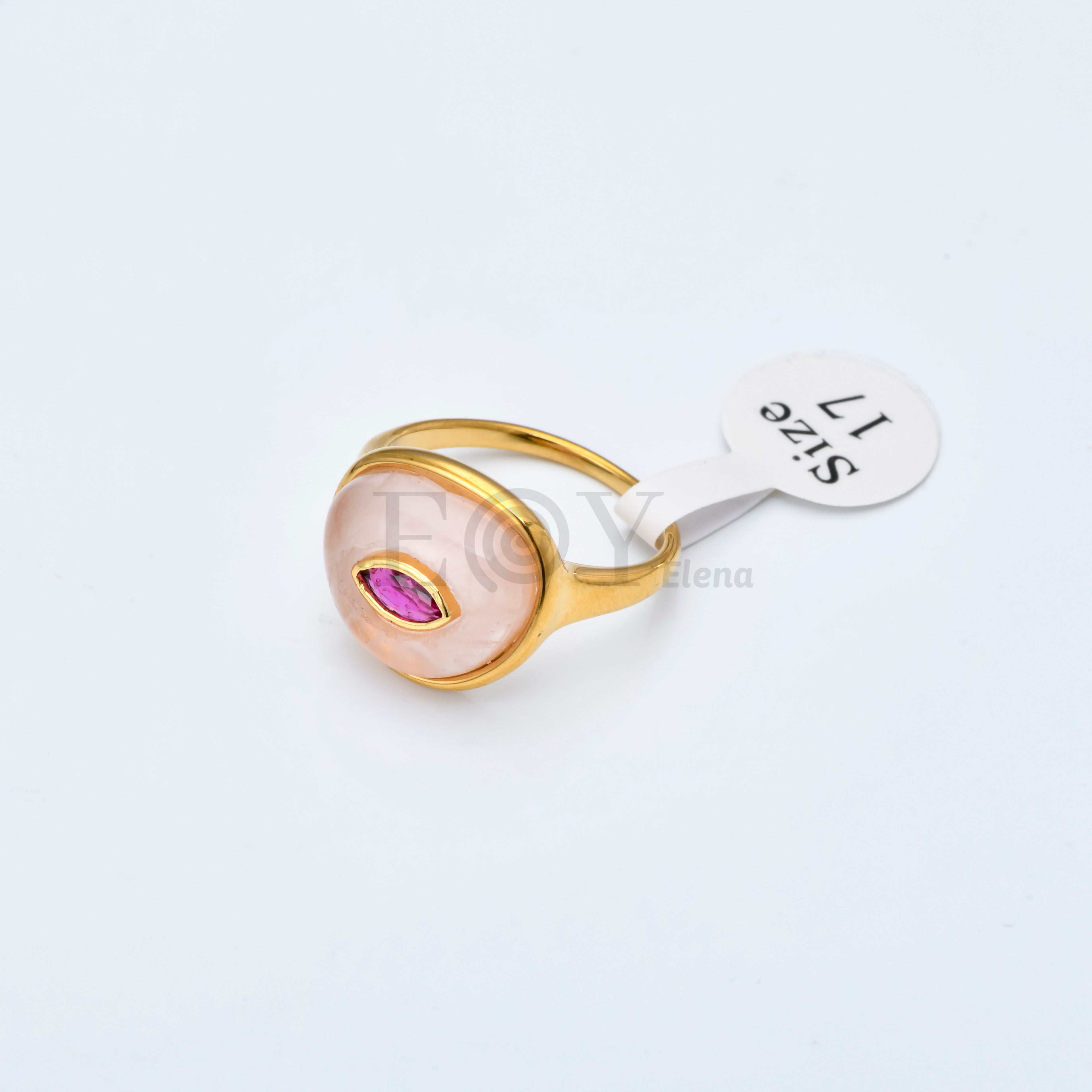 Anillo Ojo Místico de Piedra en Acero Inoxidable Dorado