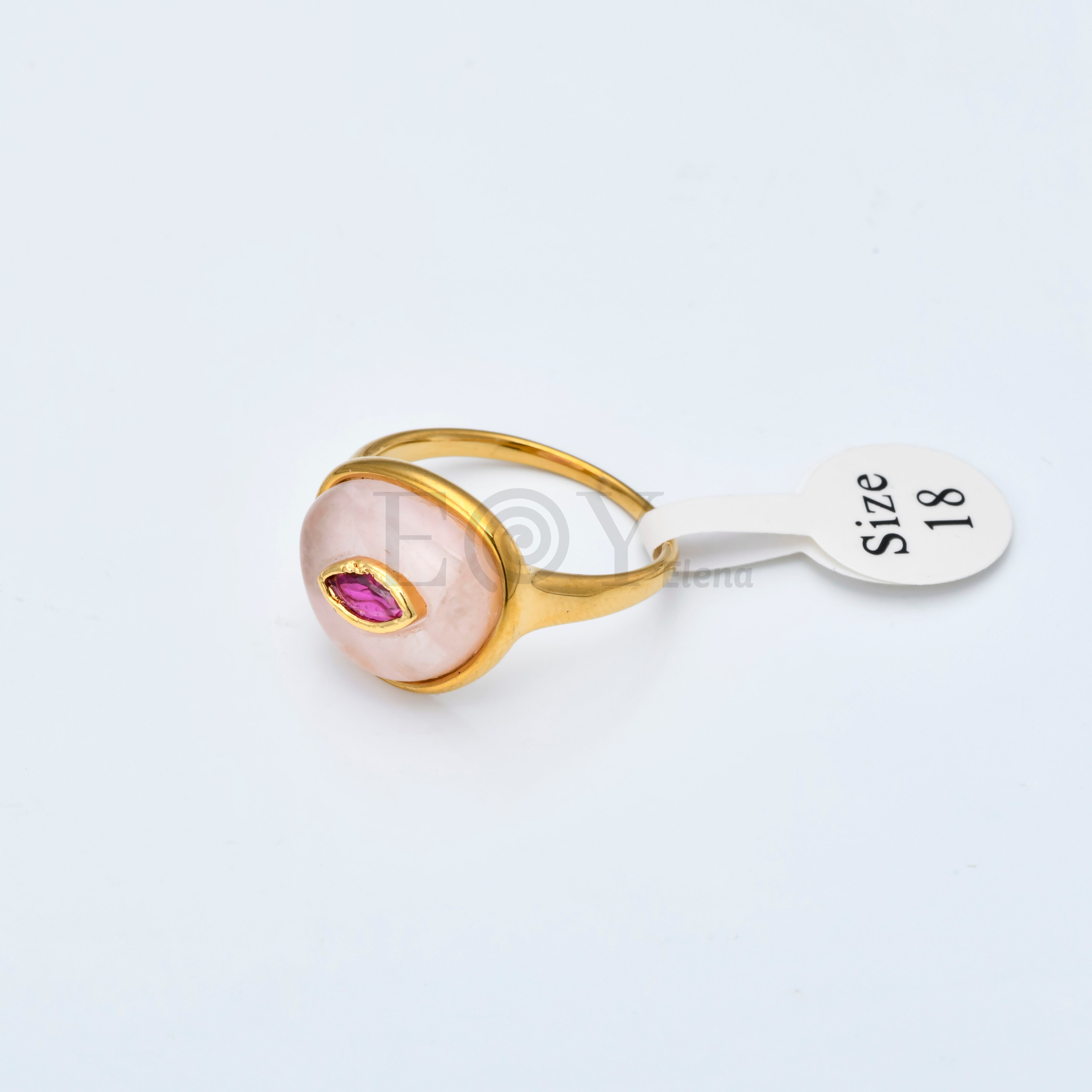 Anillo Ojo Místico de Piedra en Acero Inoxidable Dorado