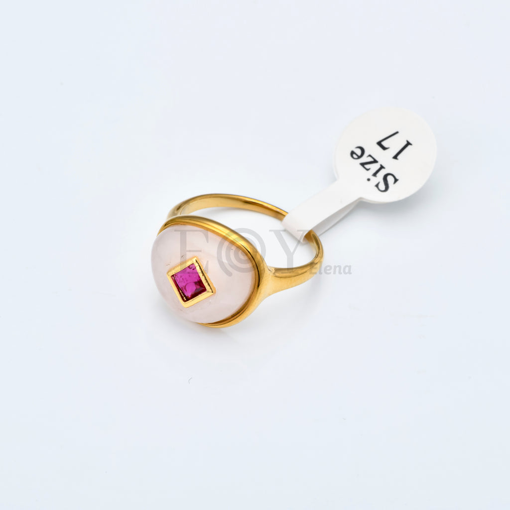 Anillo de Piedra con Cristal Cuadrado Central