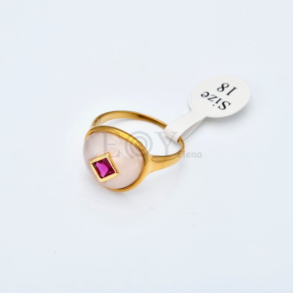 Anillo de Piedra con Cristal Cuadrado Central