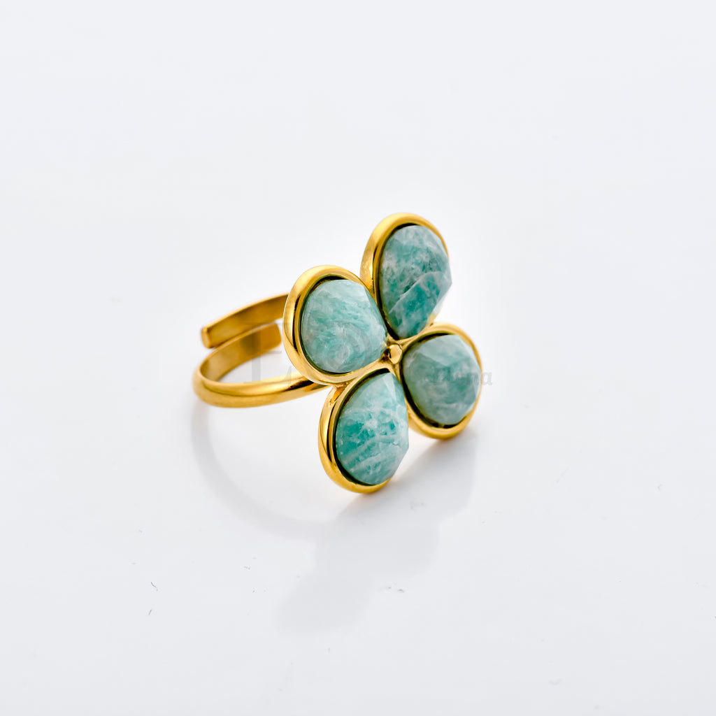 Anillo flor piedra verde