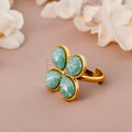 Anillo flor piedra verde