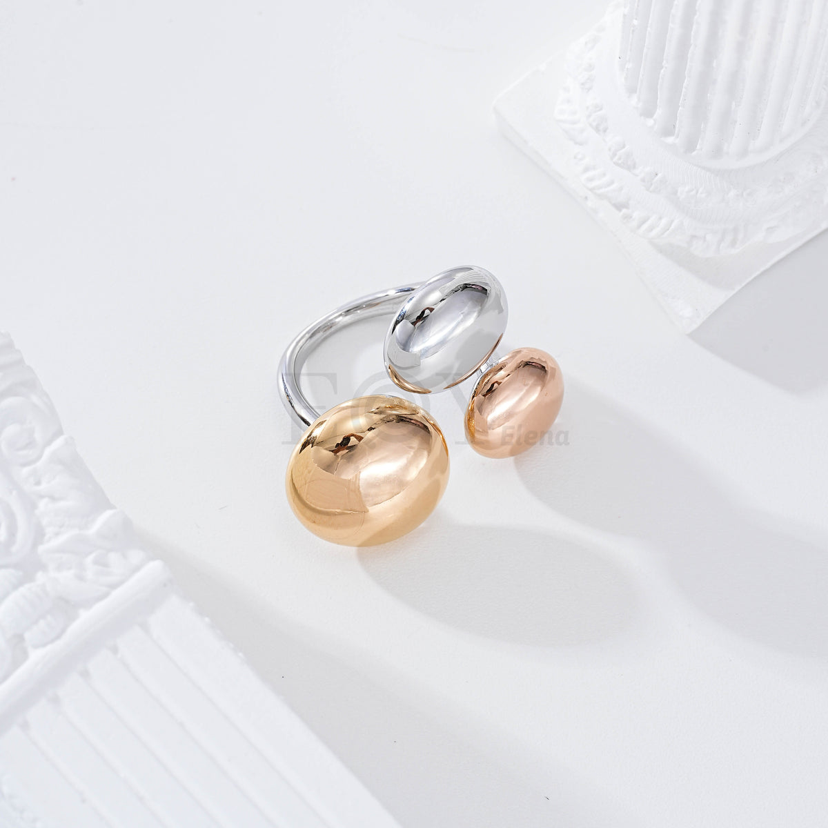 Anillos tres bolas acero