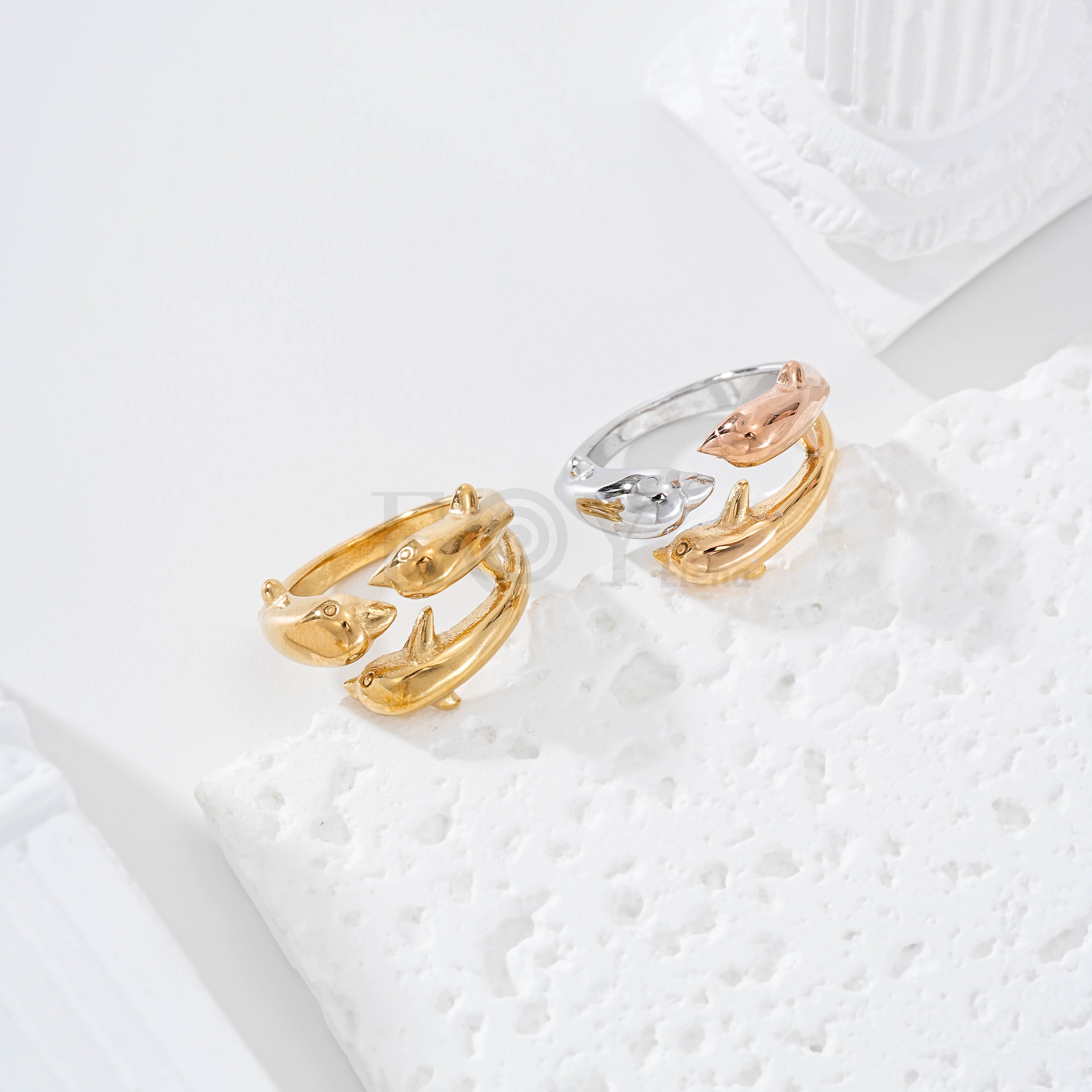 Anillo triple delfín acero