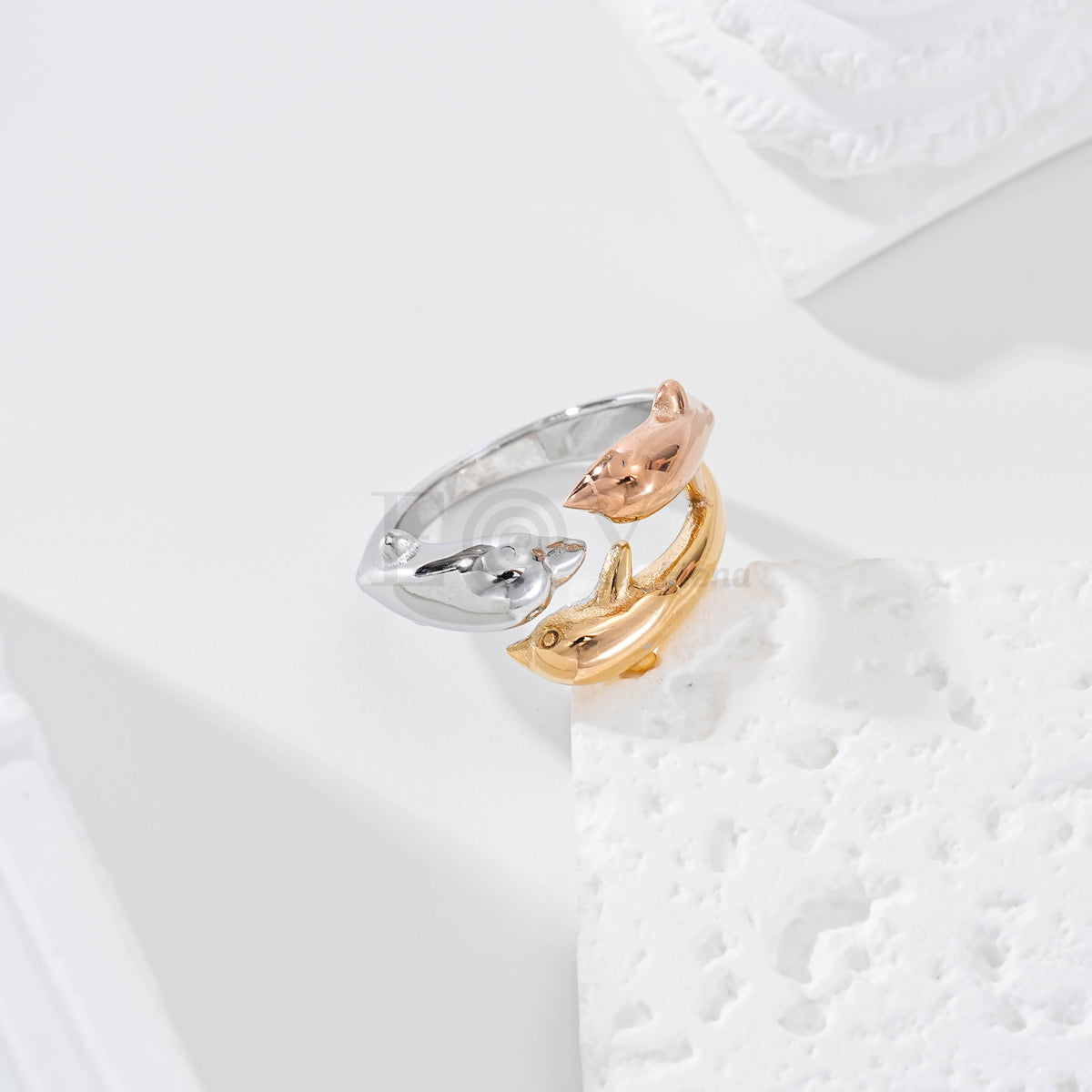 Anillo triple delfín acero
