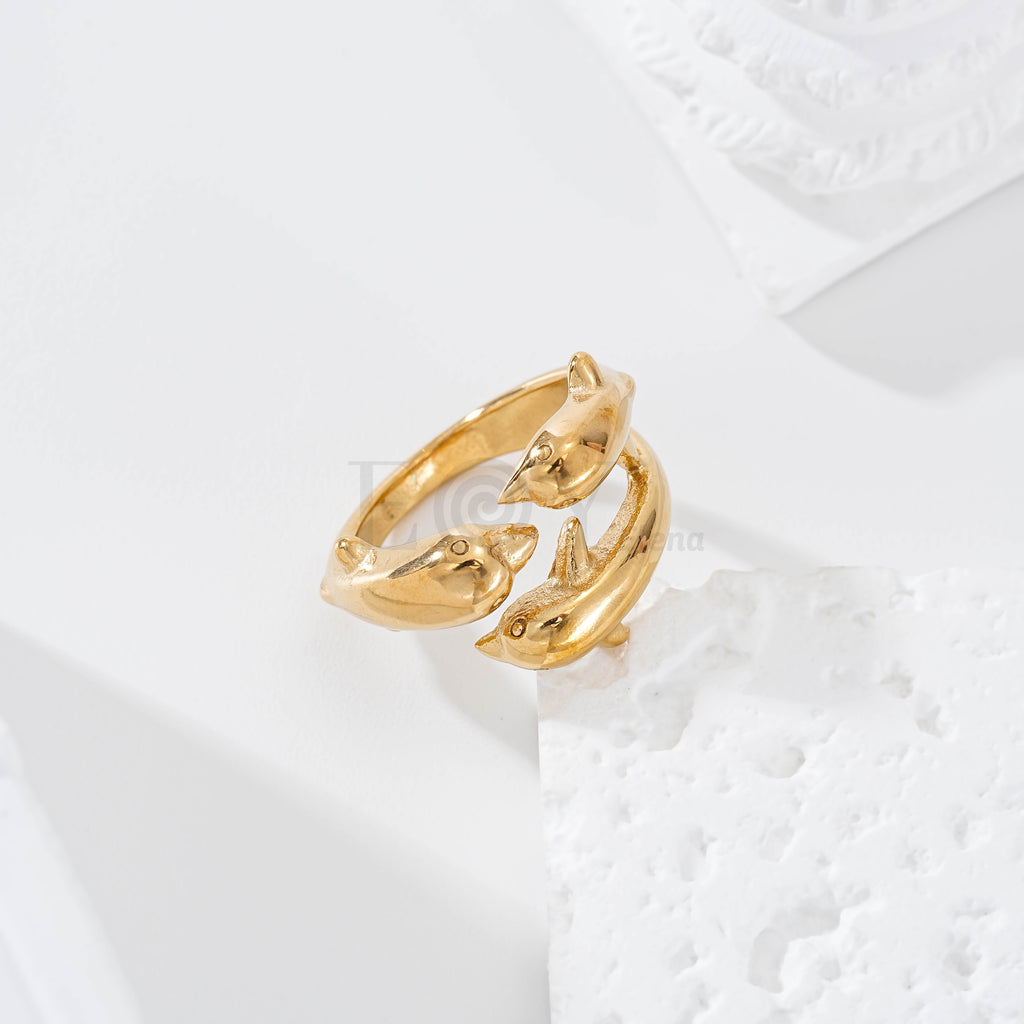 Anillo triple delfín acero