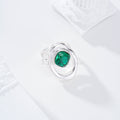 Anillo baño de plata con piedra verde
