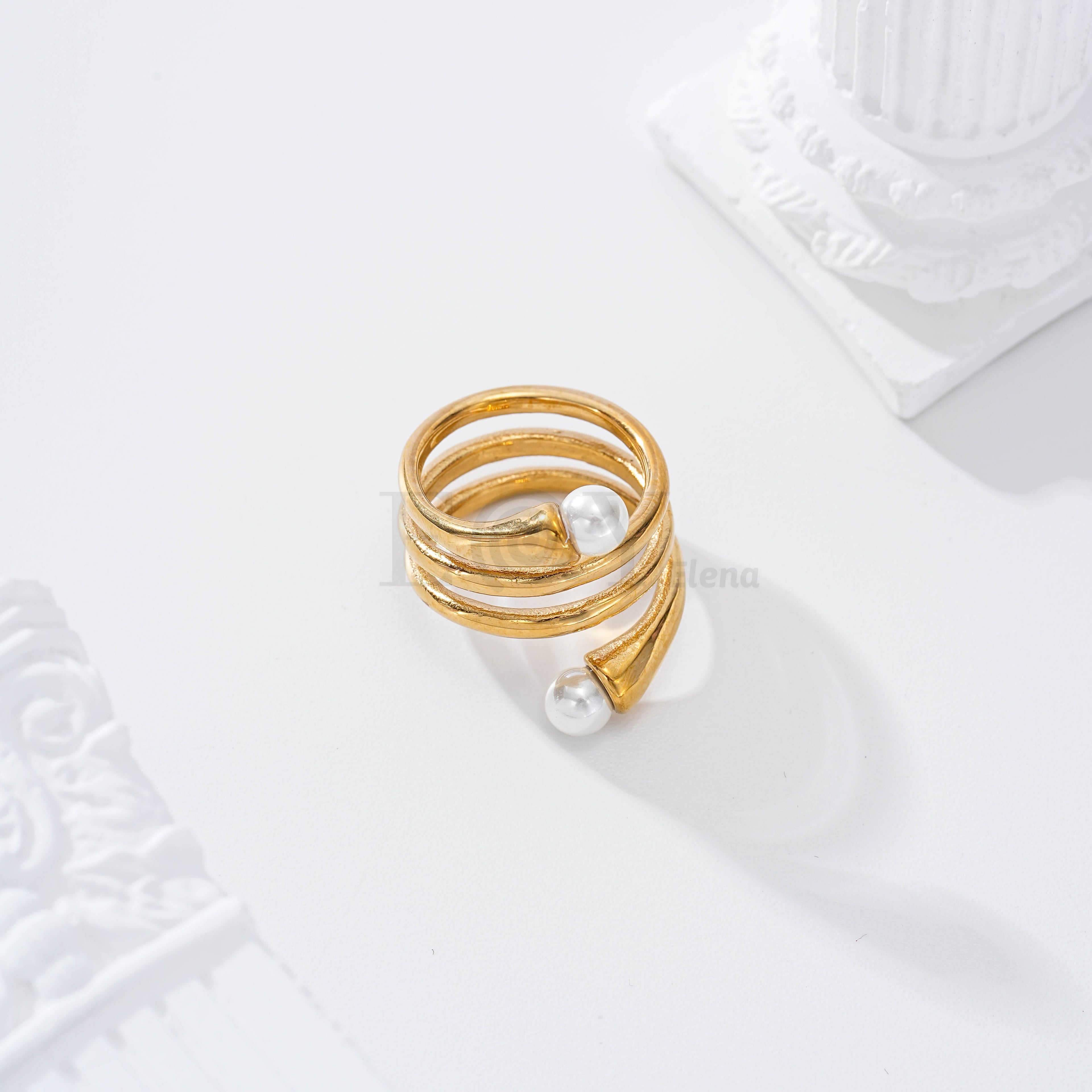 Anillo con perla acero