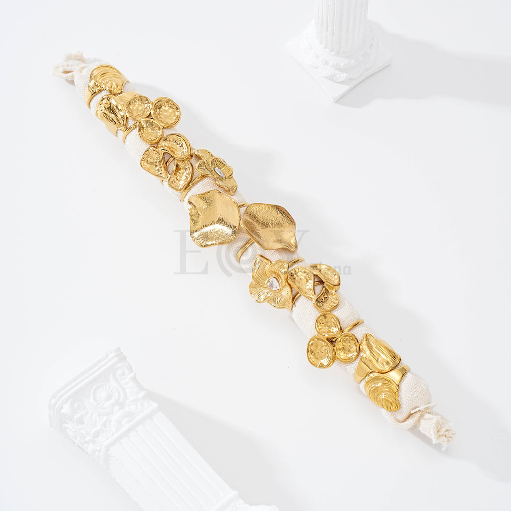 Pack anillos grandes flor acero