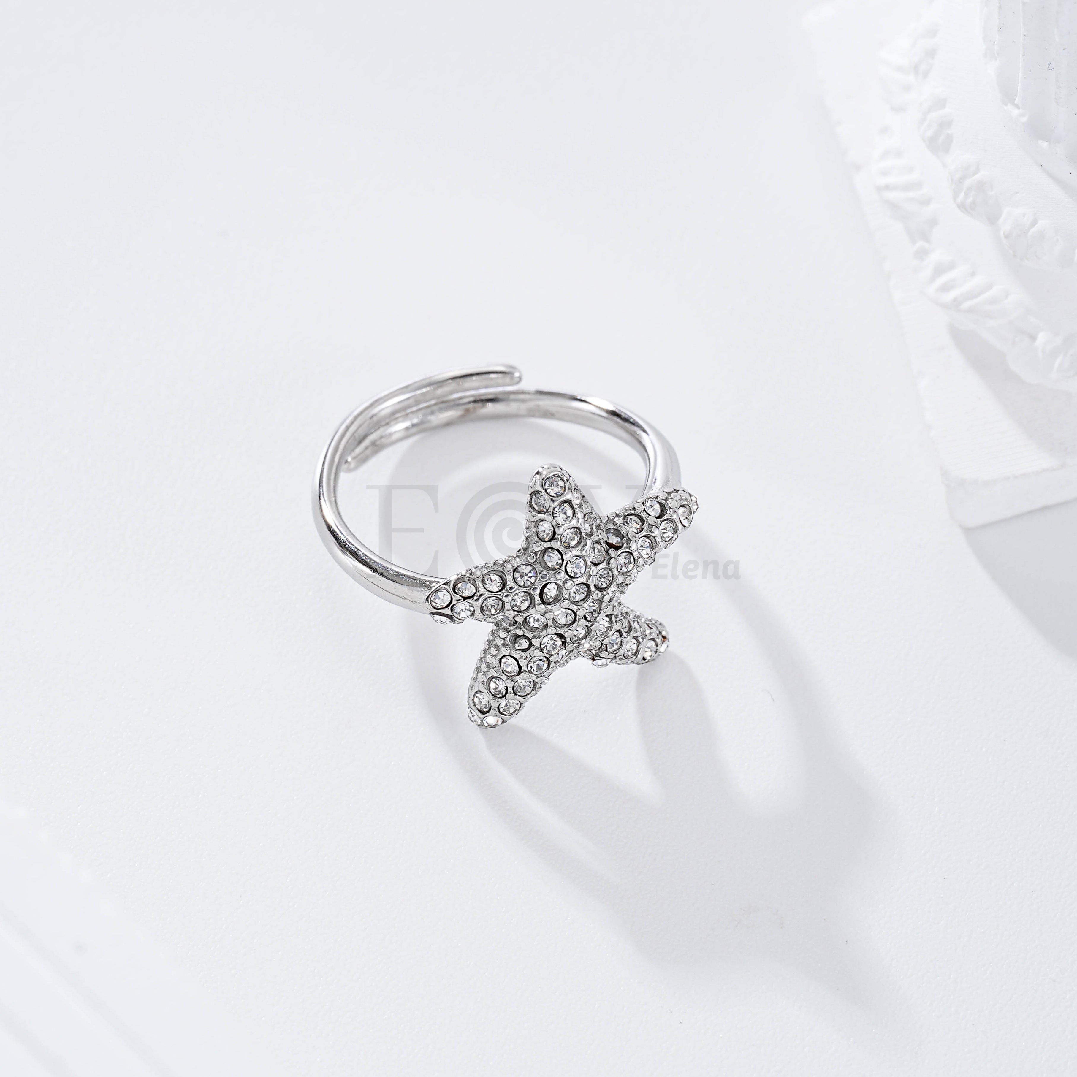 Anillo ajustable estrella de mar acero