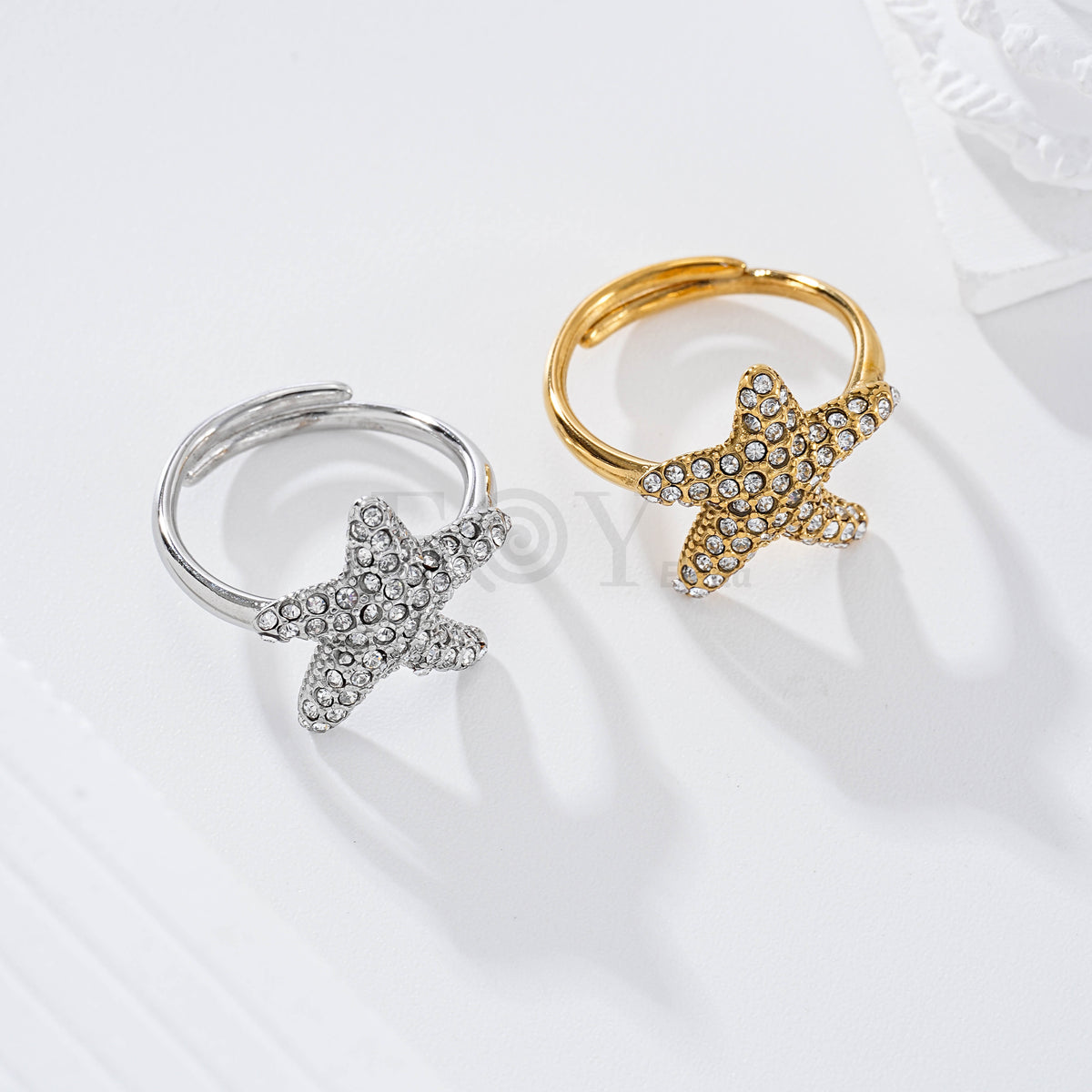 Anillo ajustable estrella de mar acero