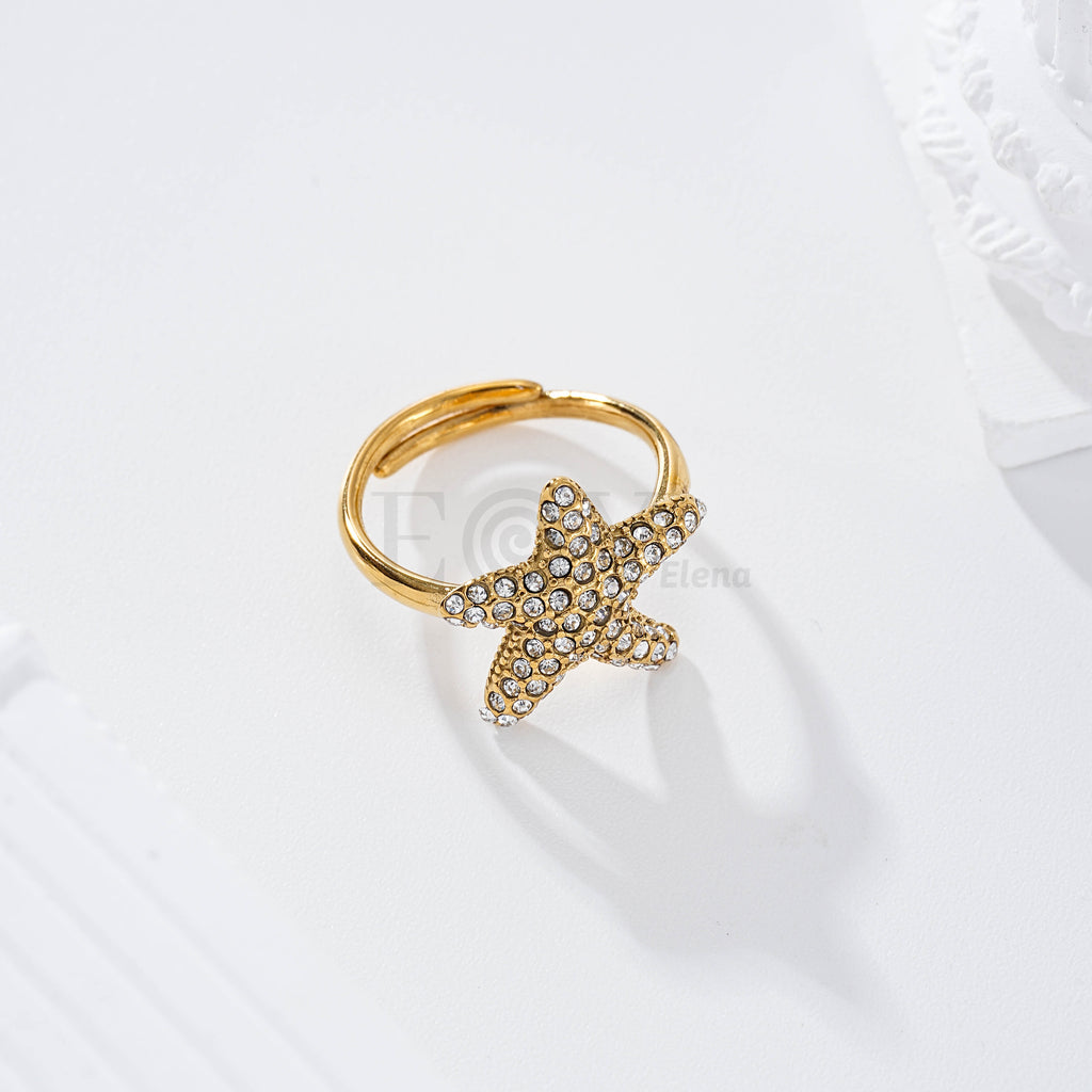 Anillo ajustable estrella de mar acero