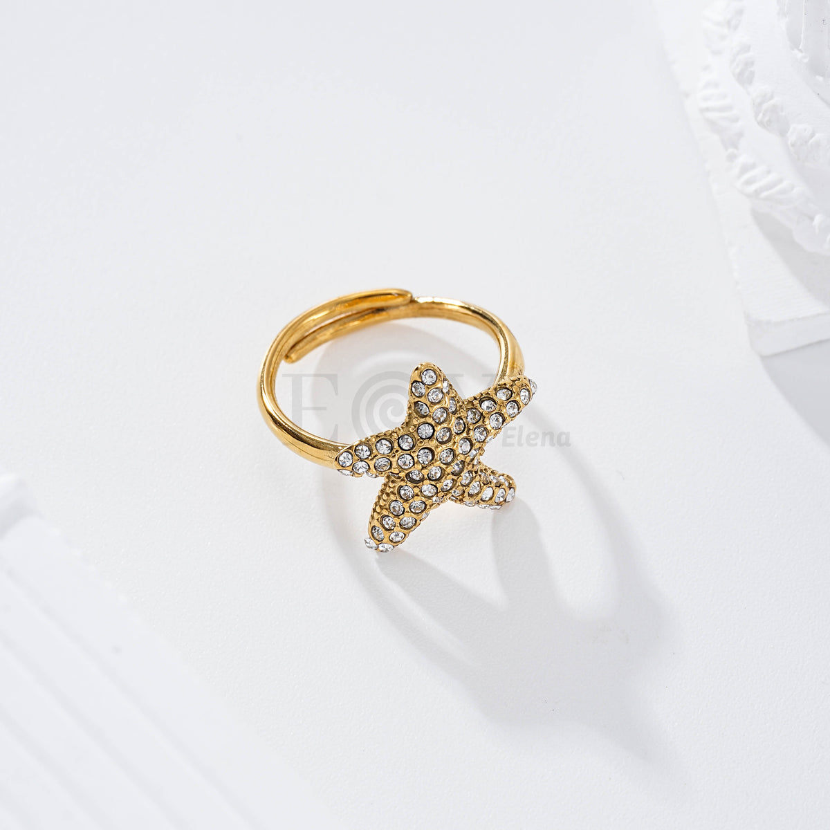 Anillo ajustable estrella de mar acero