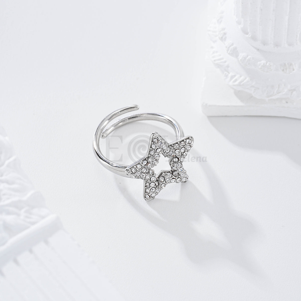 Anillo estrella circonitas acero