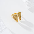 Anillo alas circonitas acero