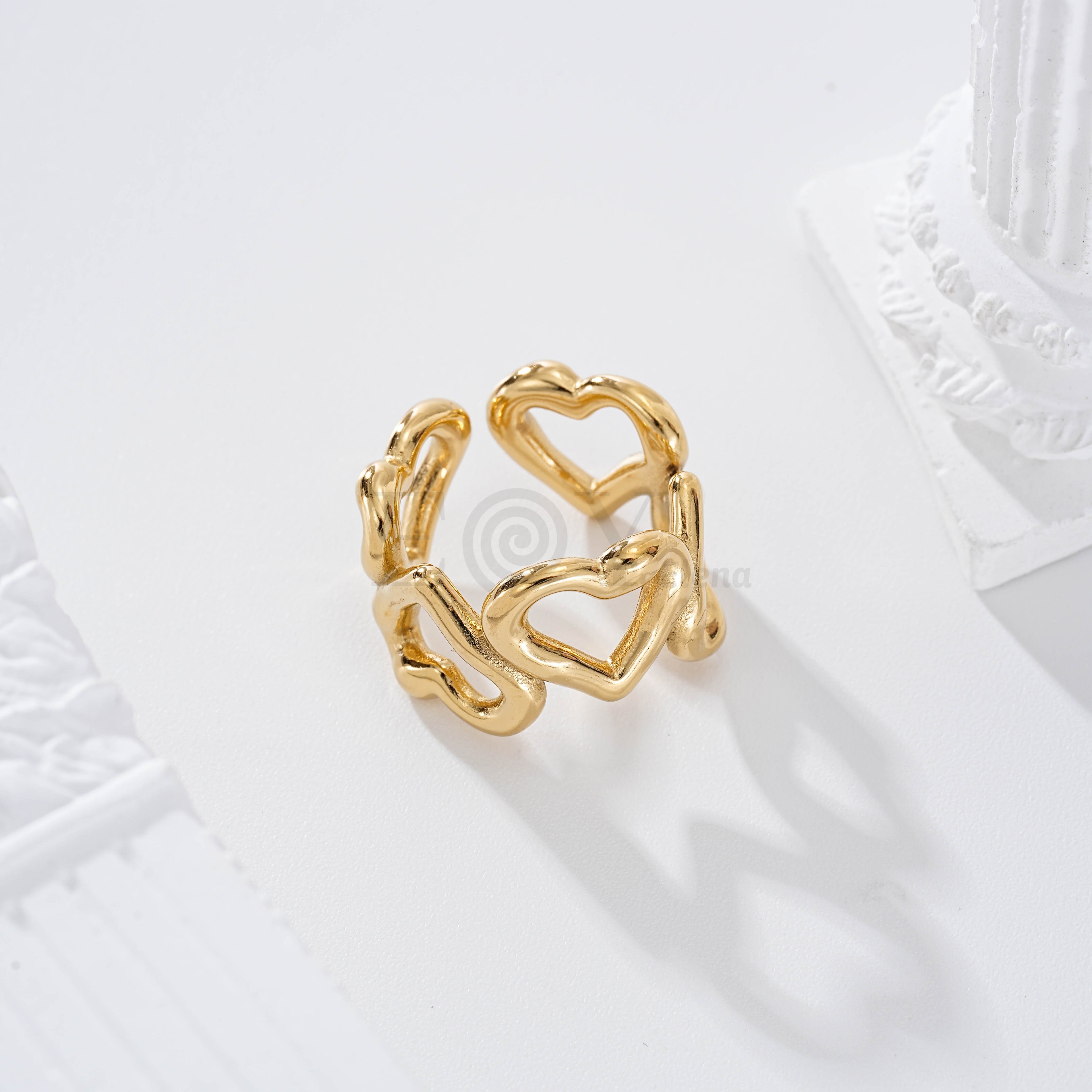 Anillo corazones acero