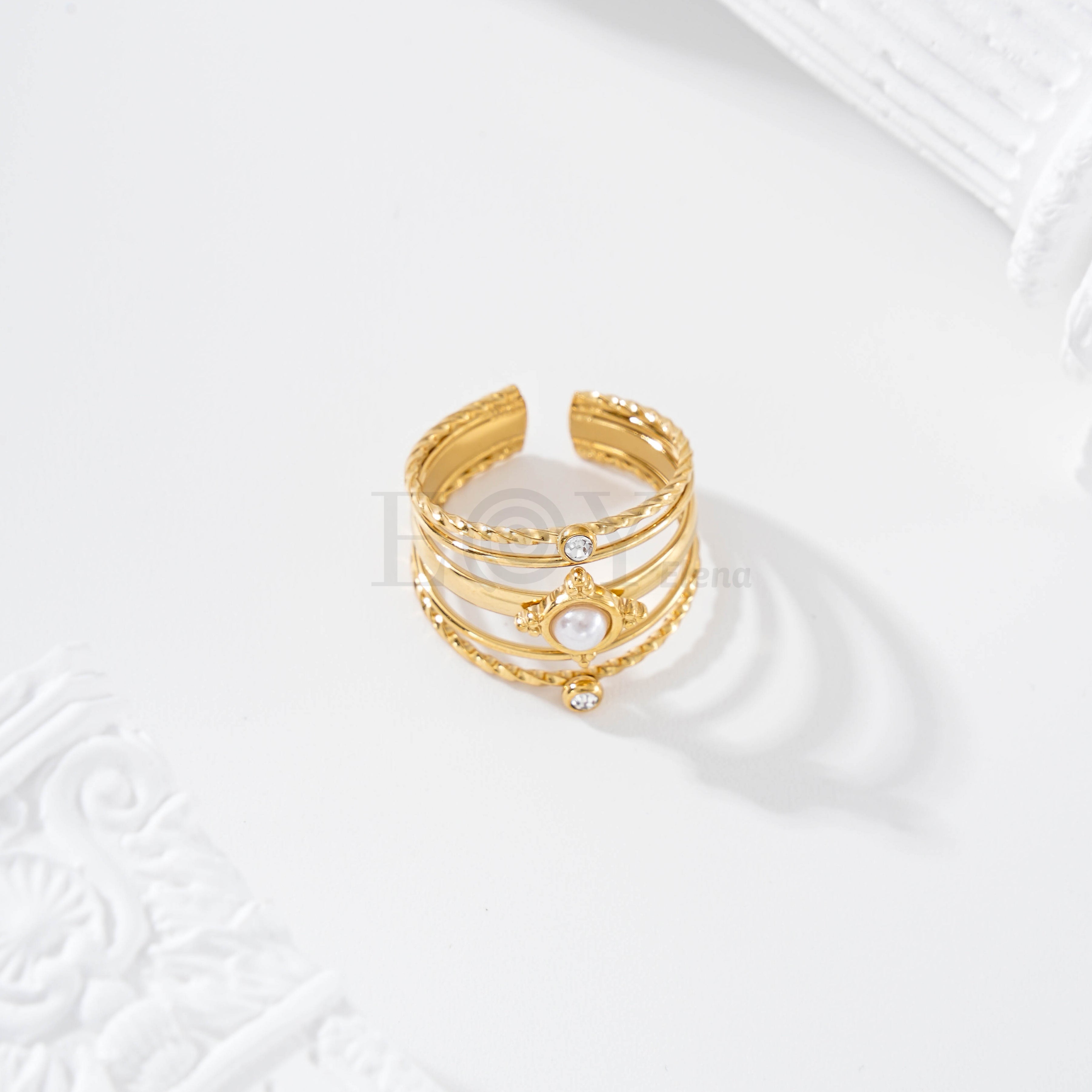 Anillo con perla blanca