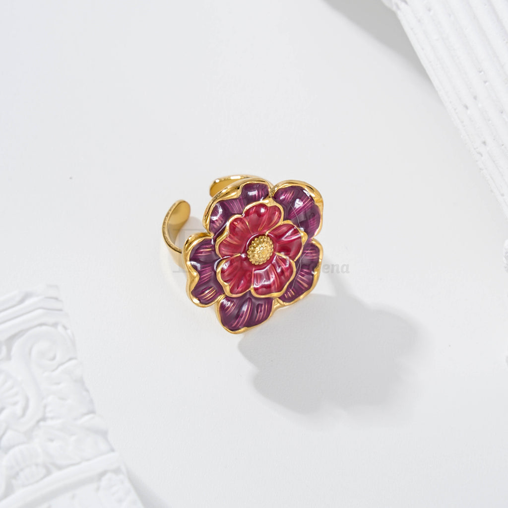 Anillo ajustable flor color