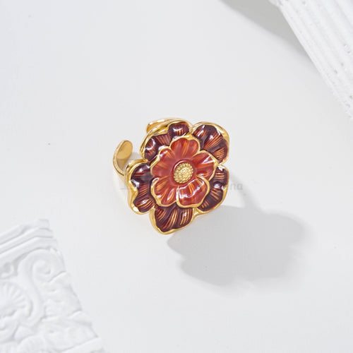 Anillo ajustable flor color