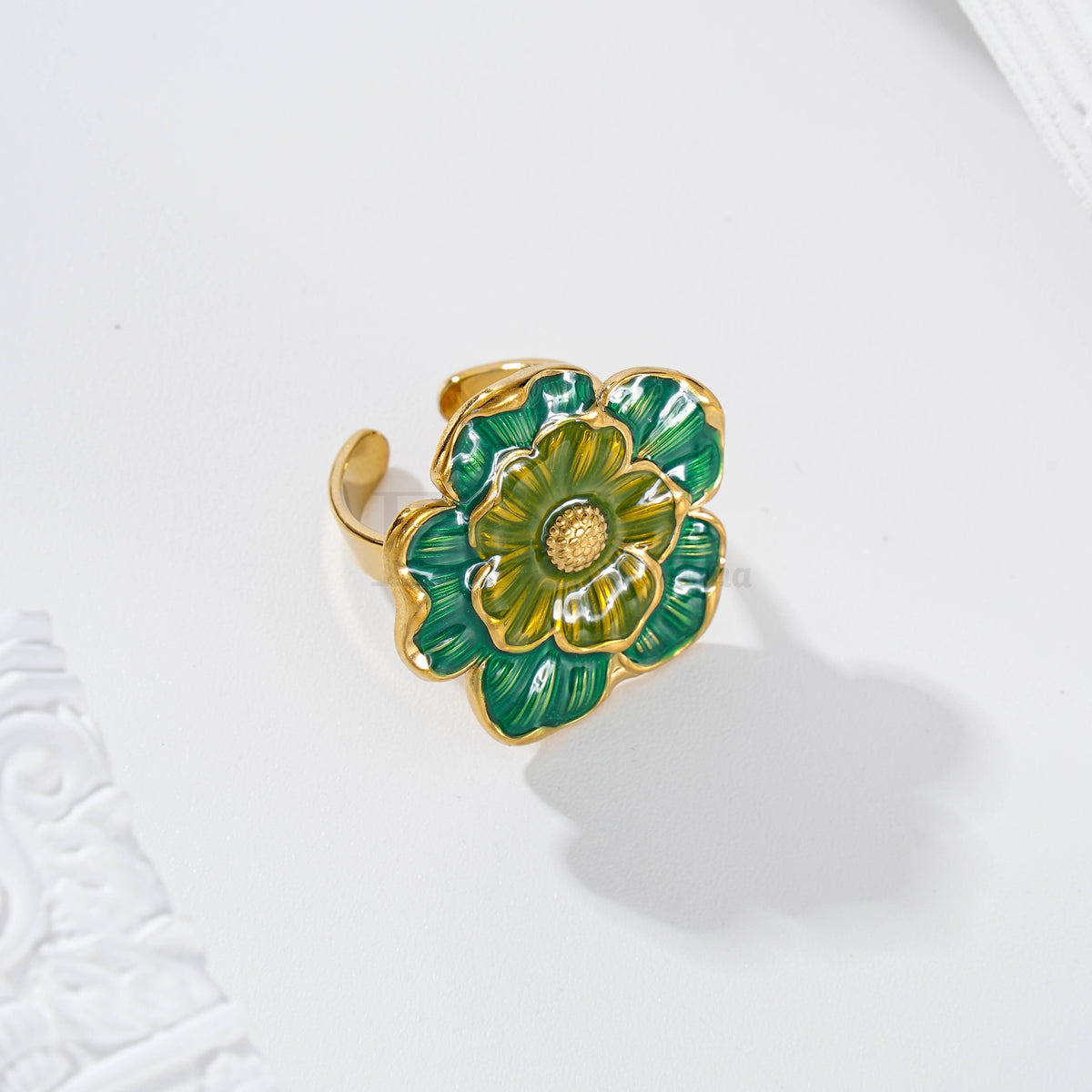 Anillo ajustable flor color