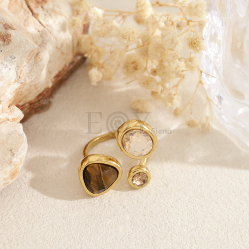 Anillo con piedras colores acero
