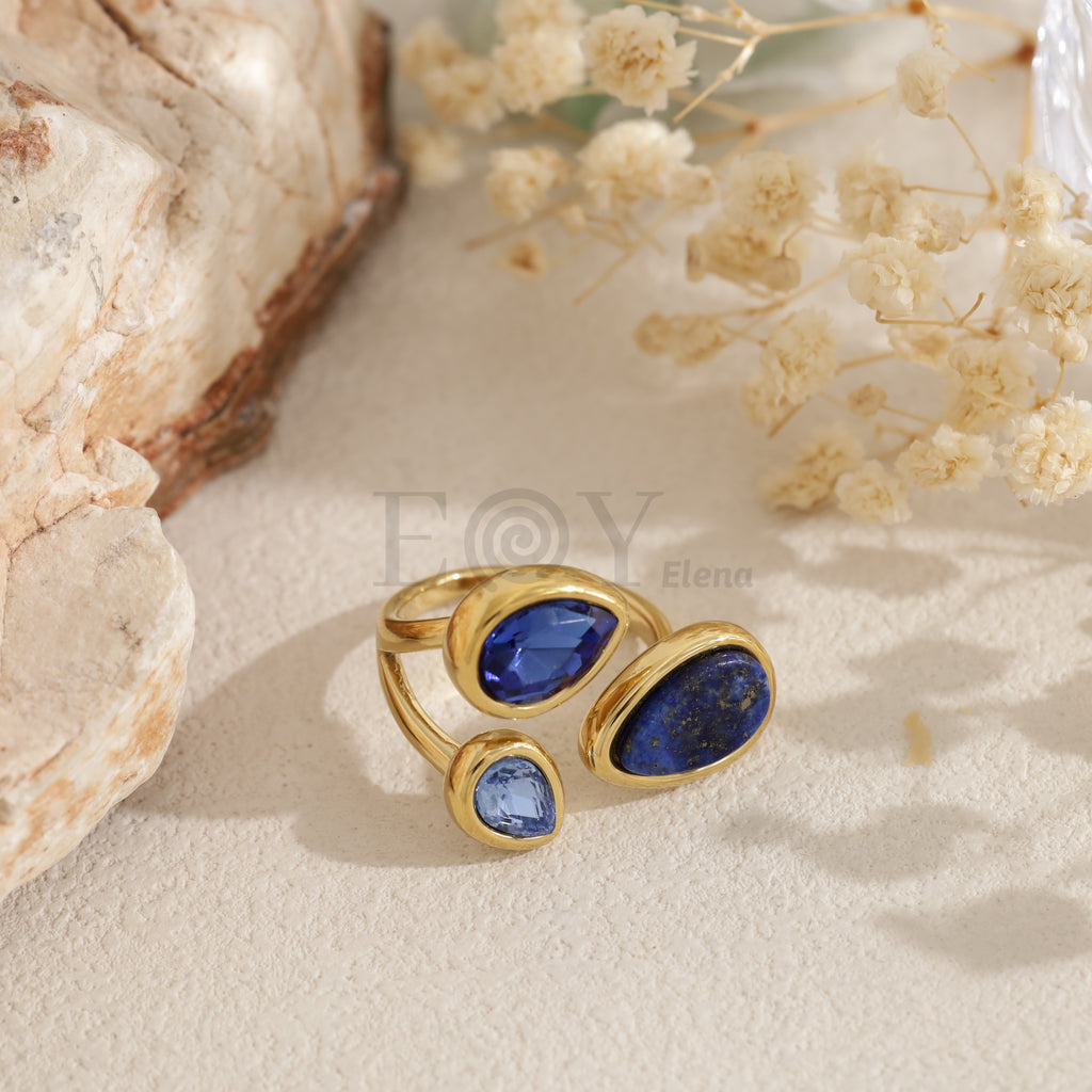 Anillo piedra color acero