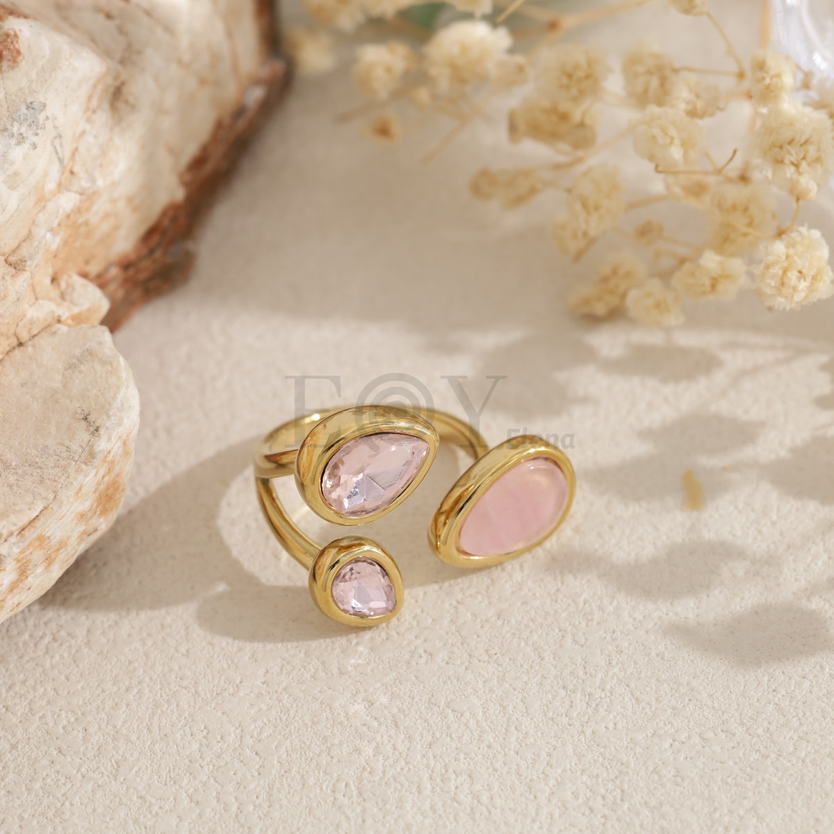 Anillo piedra color acero