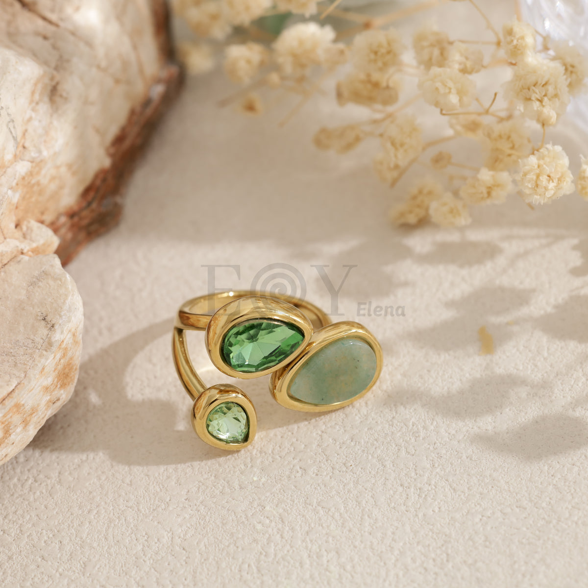 Anillo piedra color acero