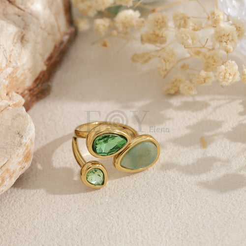 Anillo piedra color acero