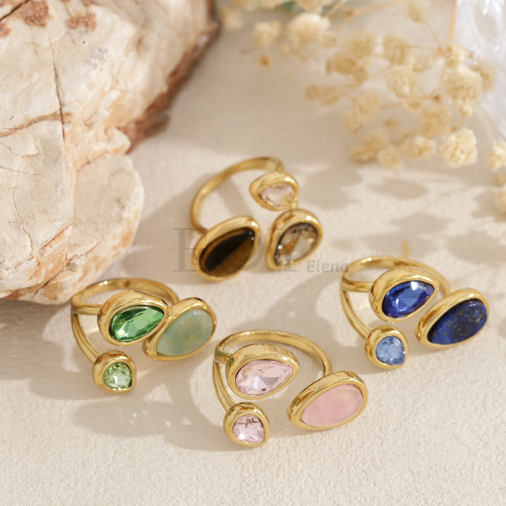 Anillo piedra color acero