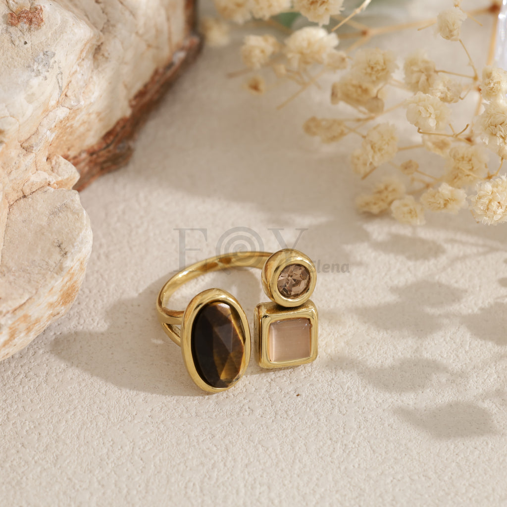 Anillo piedra color acero