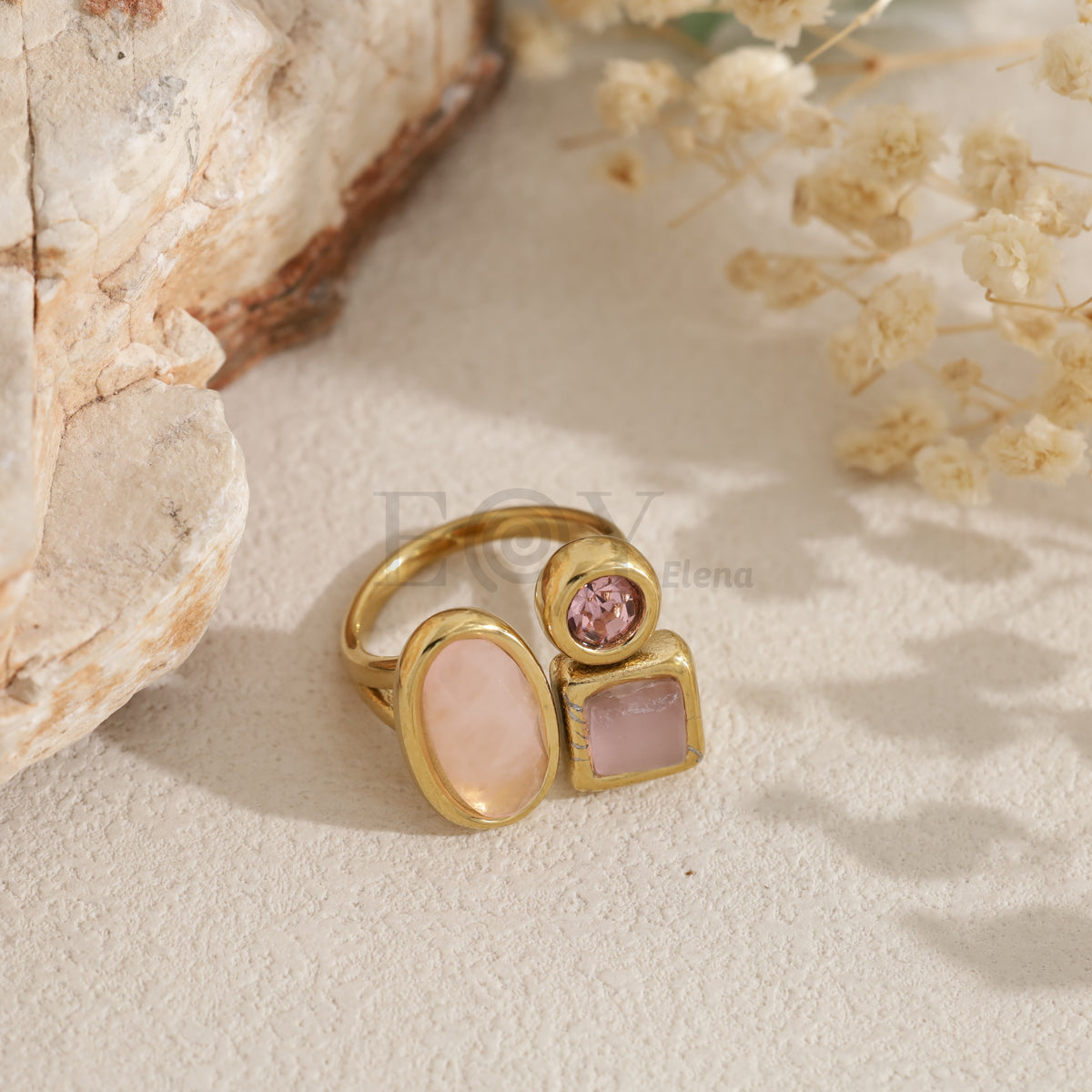 Anillo piedra color acero